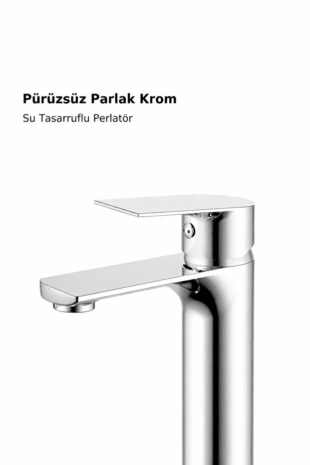 SUVİA Lavabo Bataryası Krom | Sıcak-Soğuk, Modern Tasarım, Düz Kollu